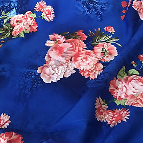 Vải thun gấm dày mềm co giãn nhẹ 4 chiều họa tiết hoa cúc hồng