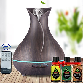 Máy Xông Tinh Dầu Tặng 3 Tinh Dầu Sả Chanh + Bạc Hà + Quế. Máy Khuếch Tán Tinh Dầu Có Remote Điều Khiển Từ Xa Chuyên Dụng Xông Tinh Dầu Cho Phòng Lớn