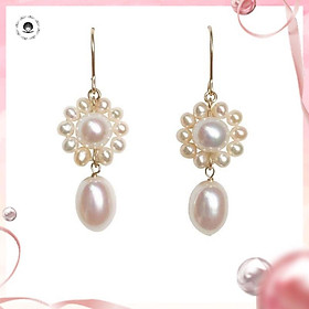 Bông Tai Hạt Nhiều Size 5-10ly Kết Hình Hoa, Bông Tai Ngọc Trai Nước Ngọt Tự Nhiên Dễ Thương - Ngọc Trai Trường Thịnh