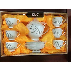 Bộ ấm chén Hàn Quốc hoạ tiết nhũ vàng