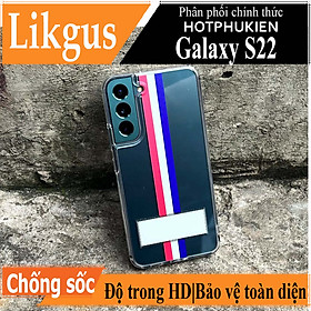 Ốp lưng chống sốc trong suốt cho Samsung Galaxy S22 hiệu Likgus Thom Brow (chất liệu cao cấp, thiết kế thời trang họa tiết 3 sọc màu) - hàng nhập khẩu