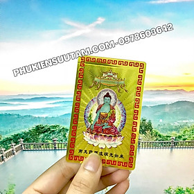 Thẻ Kim Bài Dược Sư Lưu Ly Quang Vương Nhật, kích thước: 8.3cmx5.3cmx0.2cm, màu: vàng - SP005746