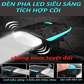Đèn xe đạp led siêu sáng tích hợp còi chống nước chống bụi cao cấp- Gía đỡ điện thoại xe đạp
