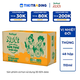 Thùng 48 hộp Thức Uống Sữa Tươi Trái Cây Tươi Nuvi Vị Nhiệt đới 110ml - Tăng Cường Chiều Cao, Phát Triển Trí Não