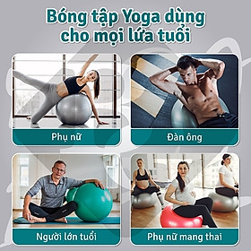 BG Bóng Tập Yoga, Bóng Yoga Tròn  45cm - 55cm - 65cm - 75cm Cỡ Đại Cao Cấp tặng bơm Mini - Chính Hãng (Hàng nhập khẩu)