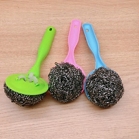 Mua cọ rửa xoong nồi nhà bếp bằng inox có tay cầm