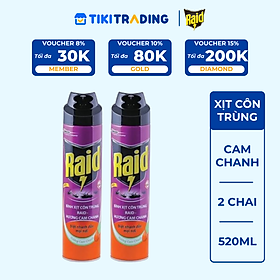 Combo 2 Bình Xịt Côn Trùng RAID Hương Cam Chanh 520ml