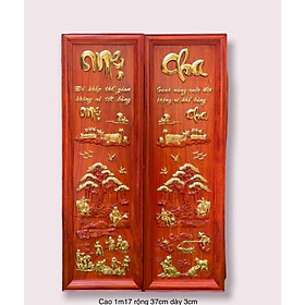 Mua Cặp tranh câu đối khắc cha mẹ bằng gỗ hương đỏ kt 37×117×3cm