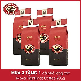 Mua 3 gói tặng 1 gói Cà phê Rang xay Moka Highland Coffee 200g