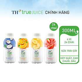 Thùng 24 chai combo mix sữa dâu, cam, chuối, việt quất tự nhiên TH True Juice Milk 300ml (300ml x 24 chai)