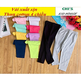 (VẢI XUẤT DƯ) QUẦN LEGGING DÀI/ QUẦN DÀI TRƠN THUN COTTON 4 CHIỀU CHO BÉ GÁI 9-41KG