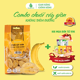 Chuối sấy giòn cao cấp không thêm đường, Nonglamfood túi 150g | Banana Chips | Đồ ăn vặt dinh dưỡng, thơm ngon thượng hạng