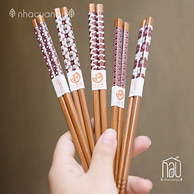 Mua Bộ đũa gỗ phong cách Nhật Bản với họa tiết vân  hoa  cá mèo may mắn đáng yêu