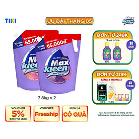 Combo Túi Nước Giặt Xả MaxKleen Hương Huyền Diệu Túi 3.8kg  Hương Hoa Nắng 3.8kg