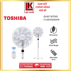 Mua Quạt đứng Toshiba F-LSD10(W)VN - Màu trắng - Điều khiển từ xa núm xoay vô cực - 9 cánh - DC inverter tiết kiệm điện 70% - 26 tốc độ gió - Màn hình LED hiển thị - Hàng chính hãng  bảo hành 12 tháng  chất lượng Nhật Bản