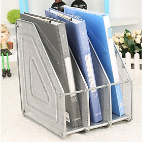 Khay đứng để hồ sơ, tài liệu văn phòng đa năng dạng đan lưới kim loại vô cùng chắc chắn bền đẹp - 3 NGĂN (giao màu ngẫu nhiên)