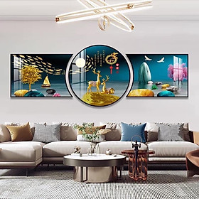 170 x 55Mẫu Mới Bộ Tranh Treo Tường Hiện Đại năm 2022 Tráng Gương Cao Cấp . Tặng Kèm Bộ Đinh Treo H1