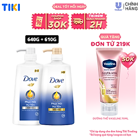 Combo Dove Phục Hồi Hư Tổn Dầu Gội 640g + Kem Xả 610g