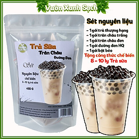 Trà Sữa Trân Châu Đường Đen / Nguyên liệu sét pha chế trà sữa 10 - 12 ly trà sữa thơm ngon / Đồ ăn vặt / Vườn Xanh Sạch