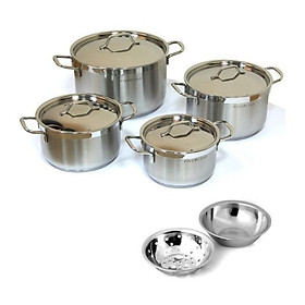 Bộ nồi Fivestar inox 304 bếp từ 3 đáy 4 món FS08-CV tặng bộ thau rổ- Hàng Chính hãng