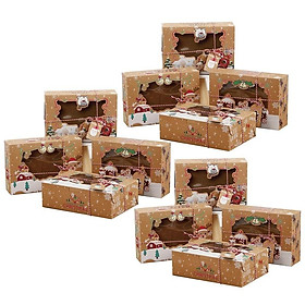 4/8/12pcs Christmas Cookie Boxes Bakery Gift Boxes Kraft Paper Box Christmas Candy Box