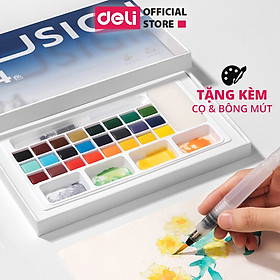 Màu Nước Dạng Nén Cao Cấp 24 Màu Nusign - Kèm Bút Vẽ, Bông Mút Chuyên Nghiệp, Màu bền, đậm, Dễ Loang Màu