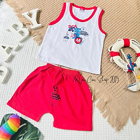 (5-13kg) Bộ Quần Áo Ba Lỗ Cotton Mềm, Thoáng Mát, Thấm Hút Mồ Hôi Cho Bé Trai Mặc Hè - Đỏ