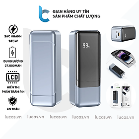 Mua Sạc Dự Phòng WIWU Tank 145W Wi-P010 Dung Lượng 27.000mAh  Sạc Nhanh PD 145W Cho Macbook/ Laptop  Màn Hình LCD Thông Minh - Hàng Chính Hãng
