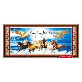 Tranh thêu chữ thập song long bát mã 53358 - 151 x 70 cm - chưa thêu