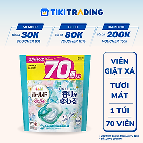 Viên giặt xả Bold GelBall 4D P&G hương hoa tươi mát túi refill 70 viên