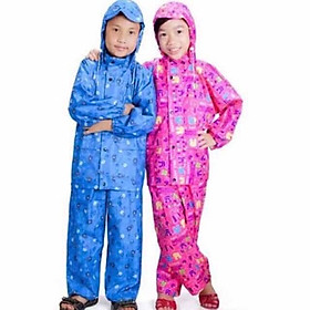 Bộ áo đi mưa cho trẻ từ 6-8 tuổi ,họa tiết hoạt hình nhiều màu xinh xắn , vải dù chống thấm nước
