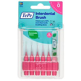 Bộ 6 cây tăm chải kẽ răng cơ bản và 1 nắp Tepe Interdental Brush Original (dạng vỉ)