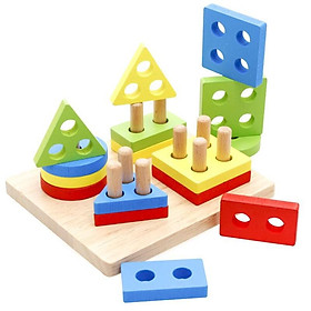 Bộ đồ chơi thả bốn hình cơ bản bằng gỗ cho bé