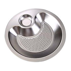 Stainless Steel Dumpling Plate with Sauce Dish Platter Serving Plate Round