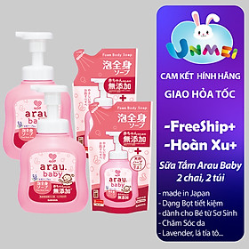 Combo 2 Sữa Tắm Cho Em Bé Arau Baby Bình 450ml + 2 Túi 400ml - N