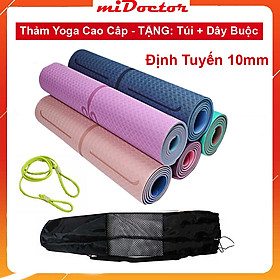 Thảm Yoga TPE 2 Lớp Siêu Dày 10mm (±0.5mm) - Thảm Tập Yoga Định Tuyến TPE 2 Lớp Siêu Siêu Dày 10mm (±0.5mm) Chính Hãng miDoctor – Tặng Bao Đựng Thảm + Dây Buộc Thảm Tập Yoga