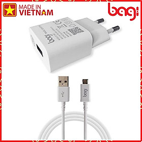 Hình ảnh Combo Củ Sạc, Cáp Sạc Micro USB Bagi CB-M52 - Hàng chính hãng