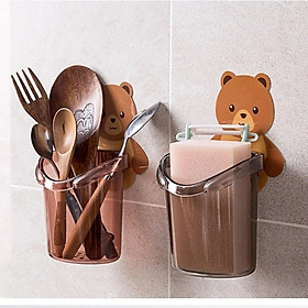 Ly gấu đựng bàn chải đánh răng dán tường Cốc dán tường nhà tắm