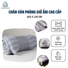 Chăn Ngủ Văn Phòng Chăn Du Lịch Giữ Ấm Màu Trơn Cho Nam Cao Cấp - Kích  Thước(160cm * 120cm)- Hàng Chính Hãng MINIIN - Xám