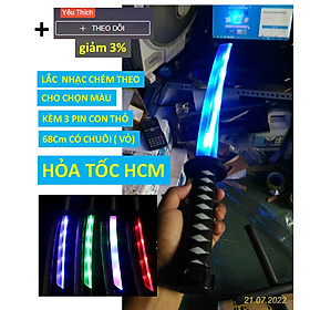 Hình ảnh Đồ chơi kiếm phát sáng katana Samurai nhật có đèn led âm thanh,Dài 67cm đồ chơi vận động cho bé tặng3 pin