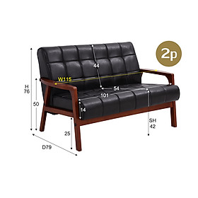 Sofa cổ điển Juno sofa ghế đôi màu nâu, đen 