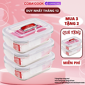 Mua Hộp Thủy Tinh Bảo Quản Thực Phẩm Thức Ăn Trong Tủ Lạnh Chữ Nhật Mua 3 TẶNG 2