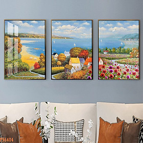 Mua Bộ 3 Bức Phong Cảnh Đẹp - Tranh in Vải Canvas  Khung Composite Cao Cấp