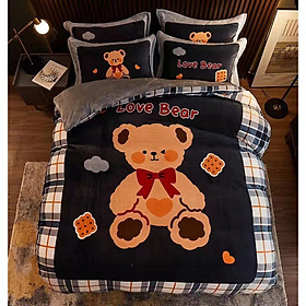 Bộ chăn ga gối nỉ nhung tuyết mịn cao cấp 5D