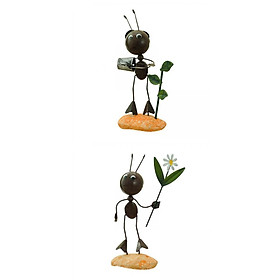 2pcs Cute Resin Ant Figurine Statue Sculpture Model Home Desktop Decoration