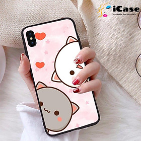 Ốp lưng iCase dành cho iPhone XS MAX chất liệu viền dẻo lưng cứng nhám TPU có hai lỗ xỏ dây đeo in nổi 4D hình bộ sưu tập Kawai 20