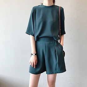 Jumpsuit ngắn cổ tròn tay lỡ đẹp quý phái (kèm hình thật)