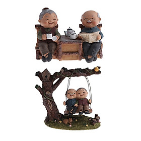 Hình ảnh Read & Swing ~ Resin  Craft  Elderly  Couple  Figurines  Home  Ornament