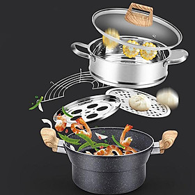 Multifunction Steam Frying Pot Non-stick Soup Pot for Gas Stove and Induction Cooker
