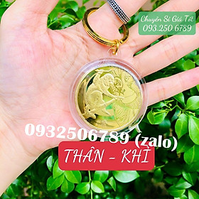 Móc Khóa Đồng Xu 12 Con Giáp Mạ Vàng TUỔI THÂN - CON KHỈ Treo Oto, Xe Máy Phong Thủy - AnNhien